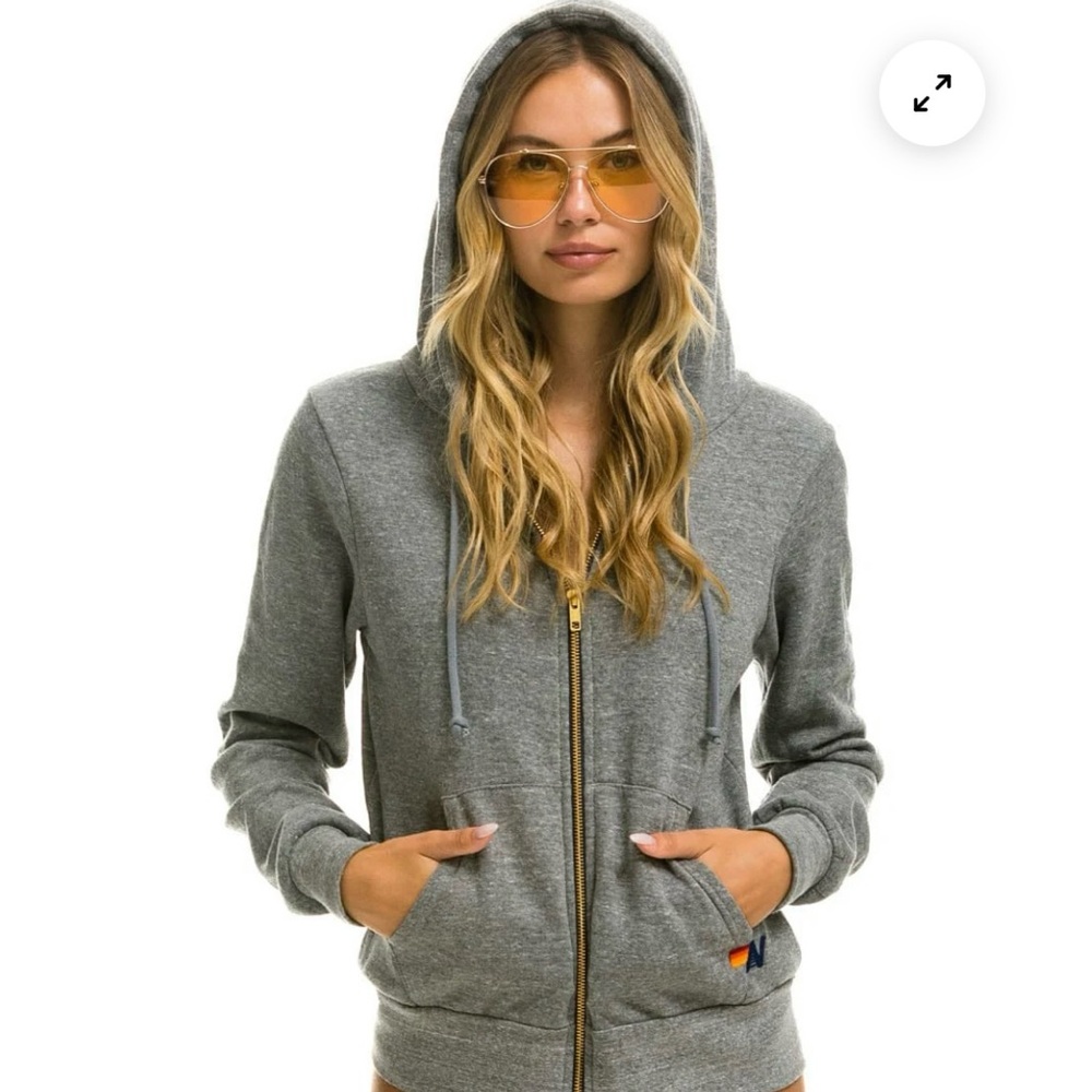 Aviator Nation Heather Gray Bolt Hoodie M